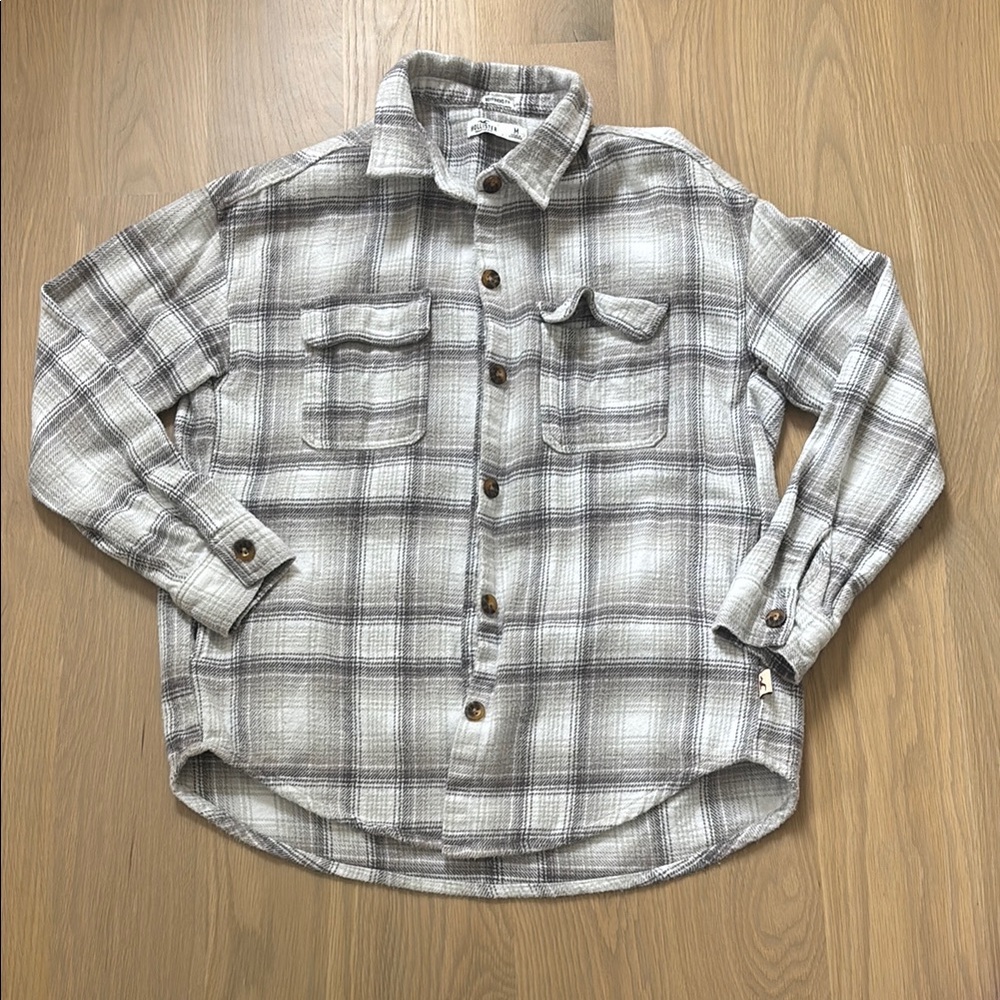 Gray Plaid Button-Up Shirt